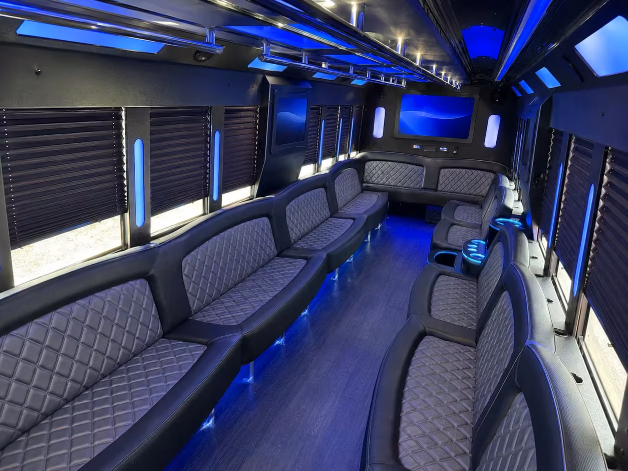 15 passenger party bus inside