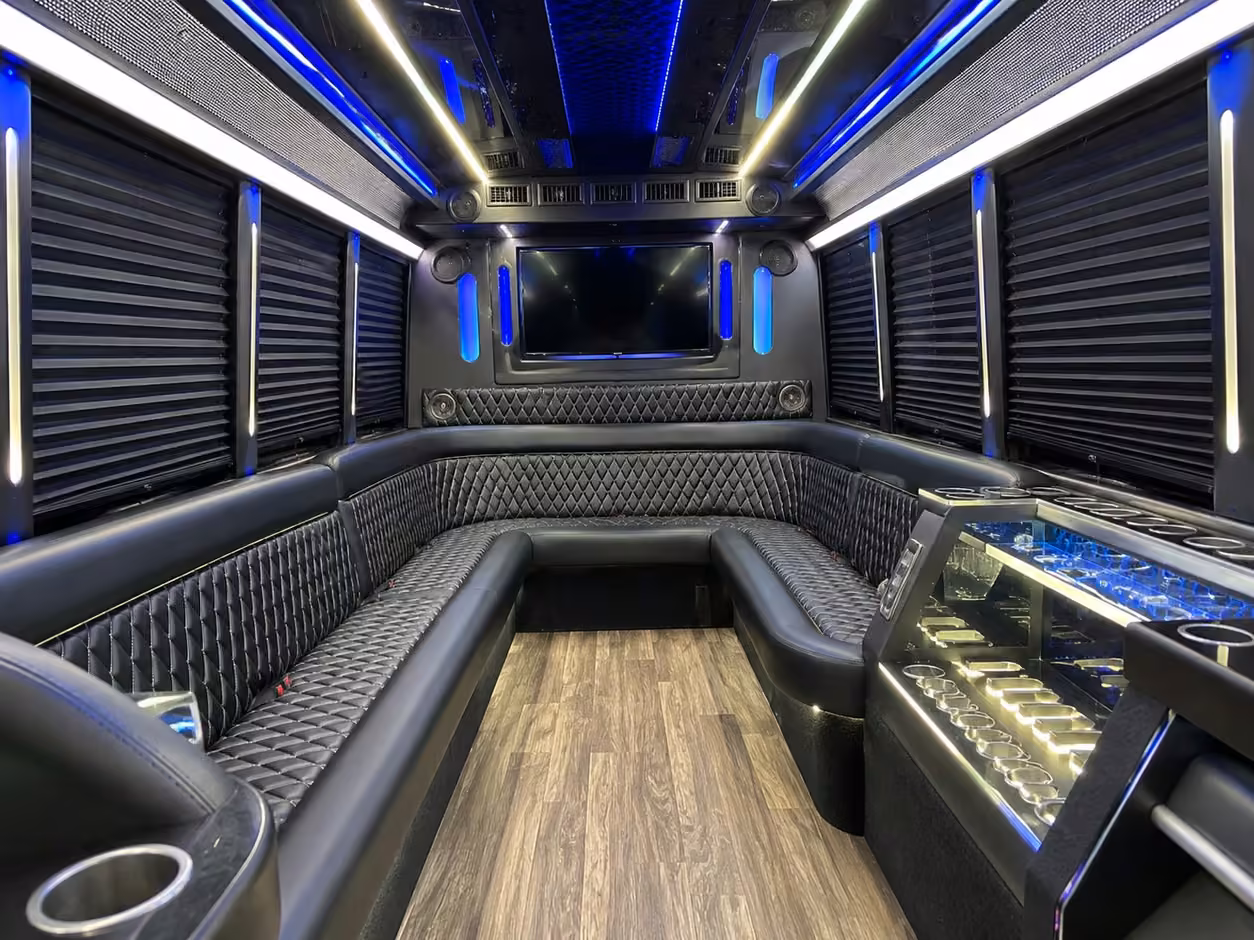 18 passenger party bus interior